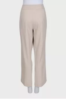 Beige straight-cut wool trousers
