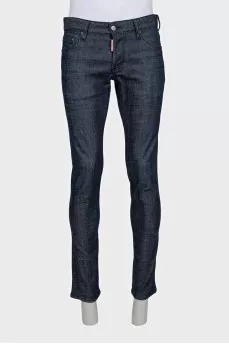 Men's blue jeans with logo on the pocket