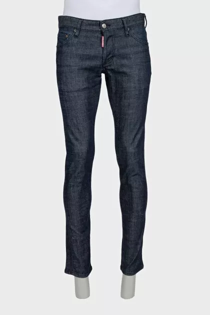 Men's blue jeans with logo on the pocket