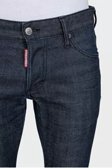 Men's blue jeans with logo on the pocket