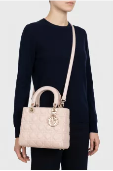 Quilted pink leather bag