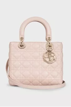 Quilted pink leather bag