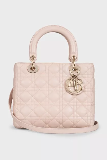 Quilted pink leather bag