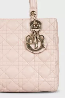Quilted pink leather bag