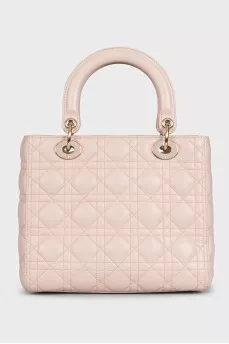 Quilted pink leather bag