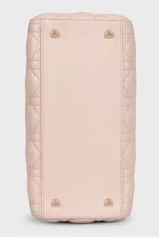 Quilted pink leather bag