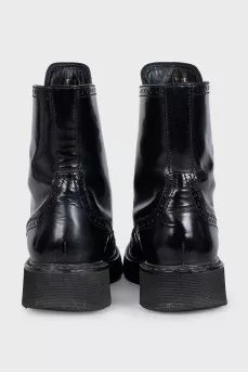 Perforated leather lace-up boots