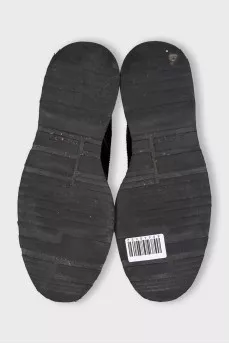 Perforated leather lace-up boots