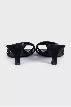 Black textile mules with decor