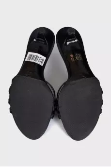 Black textile mules with decor
