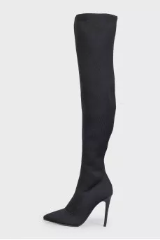 Textile stiletto-heeled over-the-knee boots
