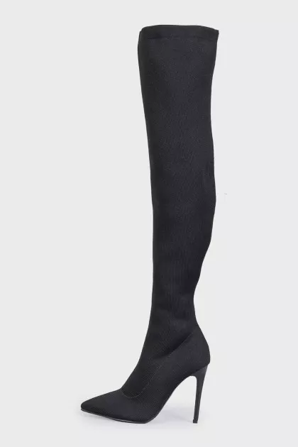Textile stiletto-heeled over-the-knee boots