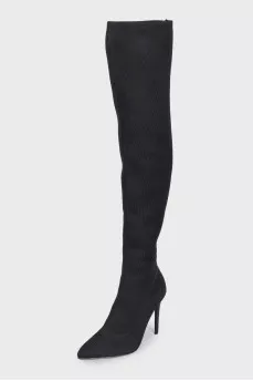 Textile stiletto-heeled over-the-knee boots