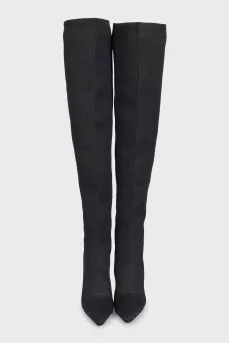 Textile stiletto-heeled over-the-knee boots