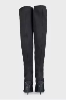 Textile stiletto-heeled over-the-knee boots