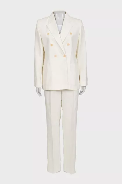 White suit with linen trousers
