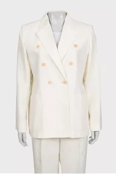 White suit with linen trousers