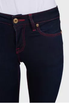 Blue flared jeans with contrast seams