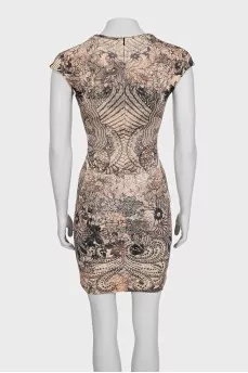 Brown printed bodycon dress