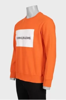Men's orange sweatshirt with logo