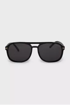 Сонцезахисні окуляри авіатори чорного кольору із лого