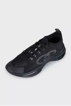 Чорні текстильні кросівки на масивній платформі Run