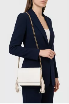 White rectangular bag with tassels
