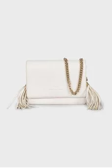 White rectangular bag with tassels