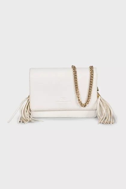 White rectangular bag with tassels