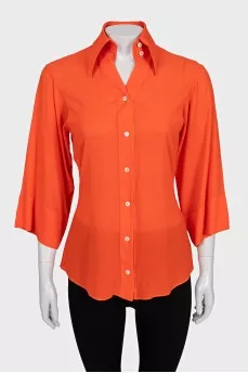 Fitted silk blouse with 3/4 sleeves