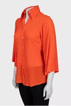 Fitted silk blouse with 3/4 sleeves