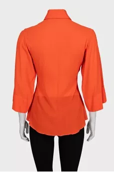Fitted silk blouse with 3/4 sleeves