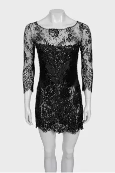 Black lace dress decorated with sequins