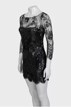 Black lace dress decorated with sequins