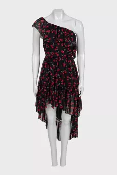 Black asymmetrical printed dress