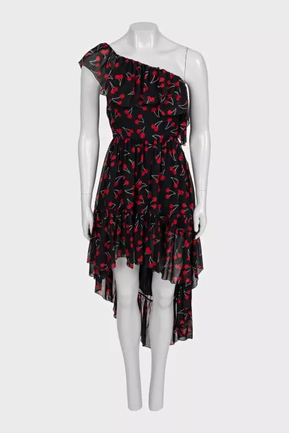 Black asymmetrical printed dress