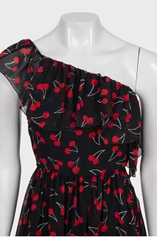 Black asymmetrical printed dress