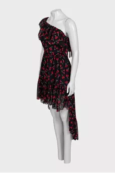 Black asymmetrical printed dress