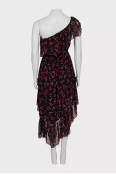 Black asymmetrical printed dress