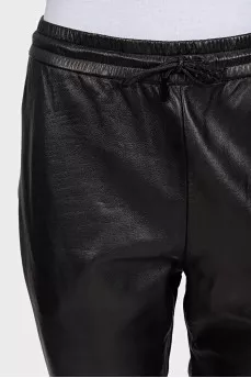 Tapered leather trousers with ties