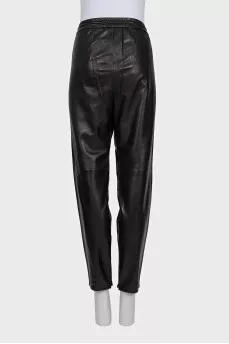 Tapered leather trousers with ties