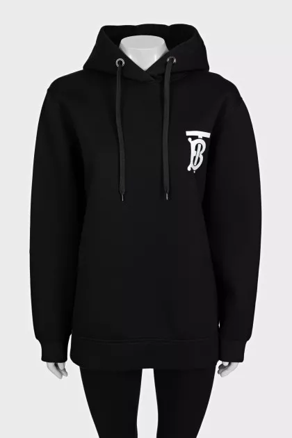 Black hoodie with white logo