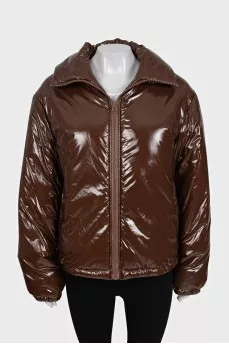 Brown loose-fitting down jacket
