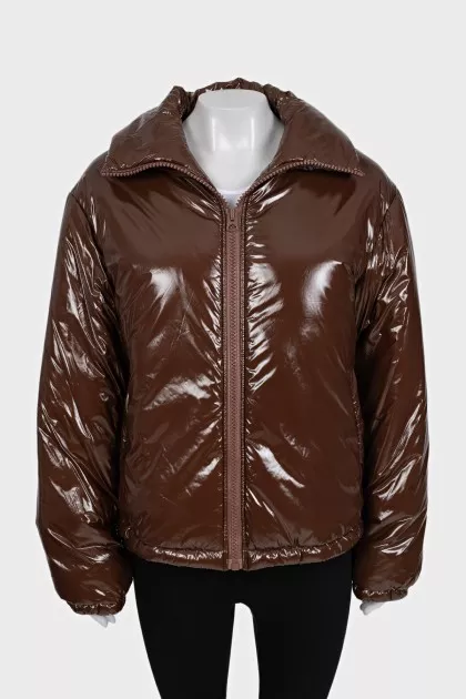 Brown loose-fitting down jacket