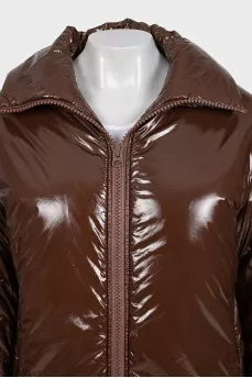 Brown loose-fitting down jacket