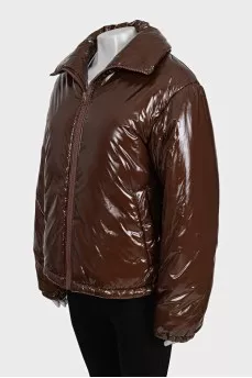Brown loose-fitting down jacket