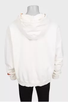 Men's white hoodie with print and tag