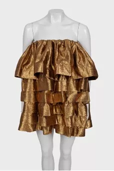 Gold mini dress with tag