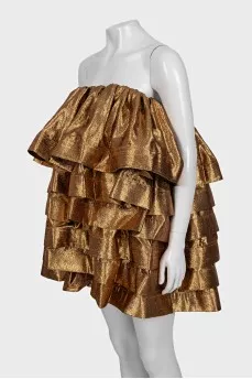 Gold mini dress with tag