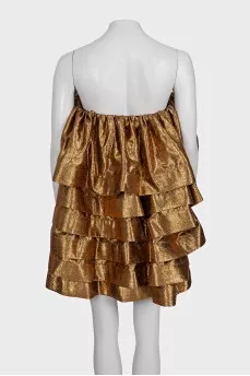 Gold mini dress with tag